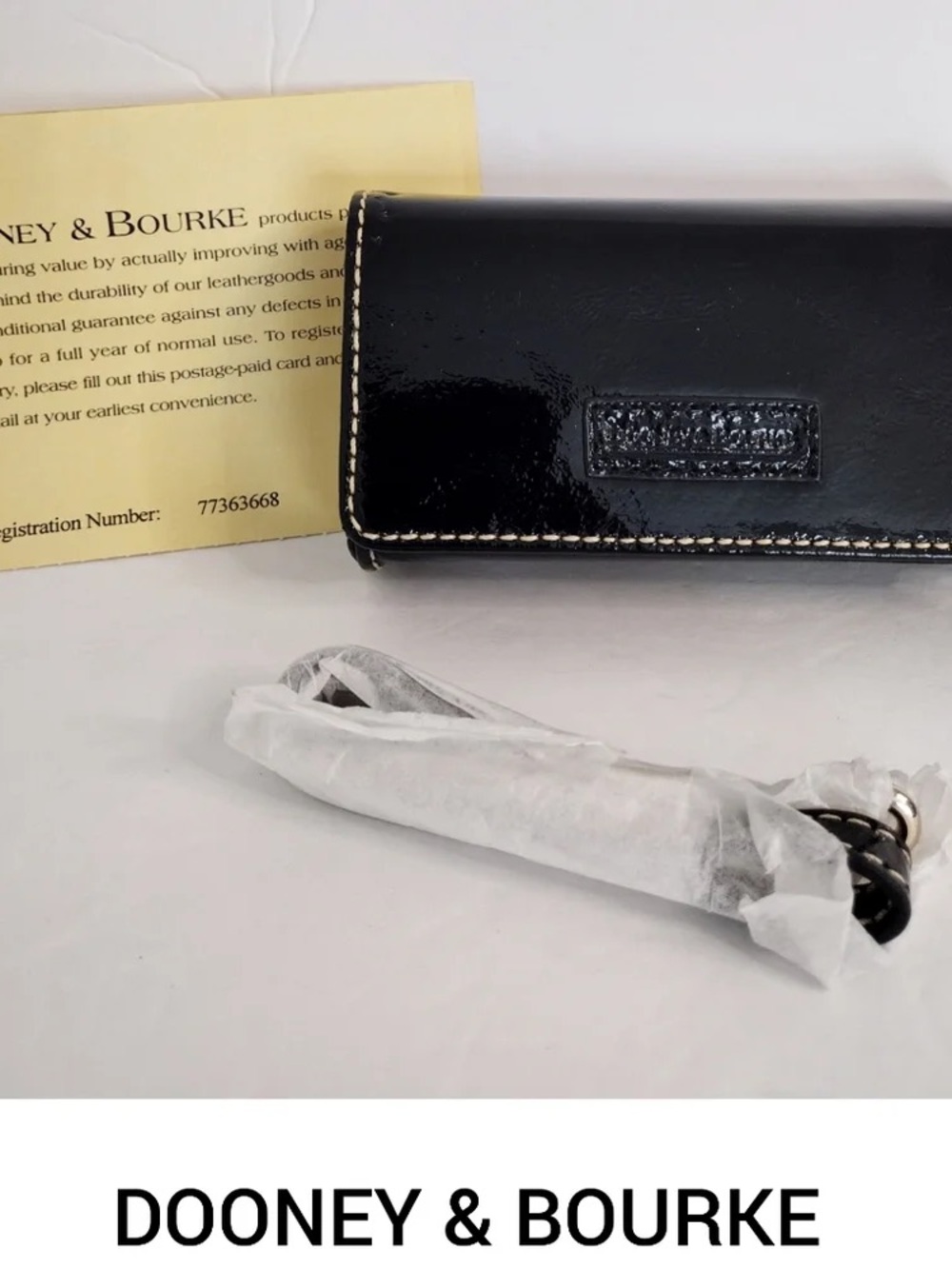 Dooney & Bourke Vintage Black Patent Leather Wristlet Wallet Y2K Minimalist NWT